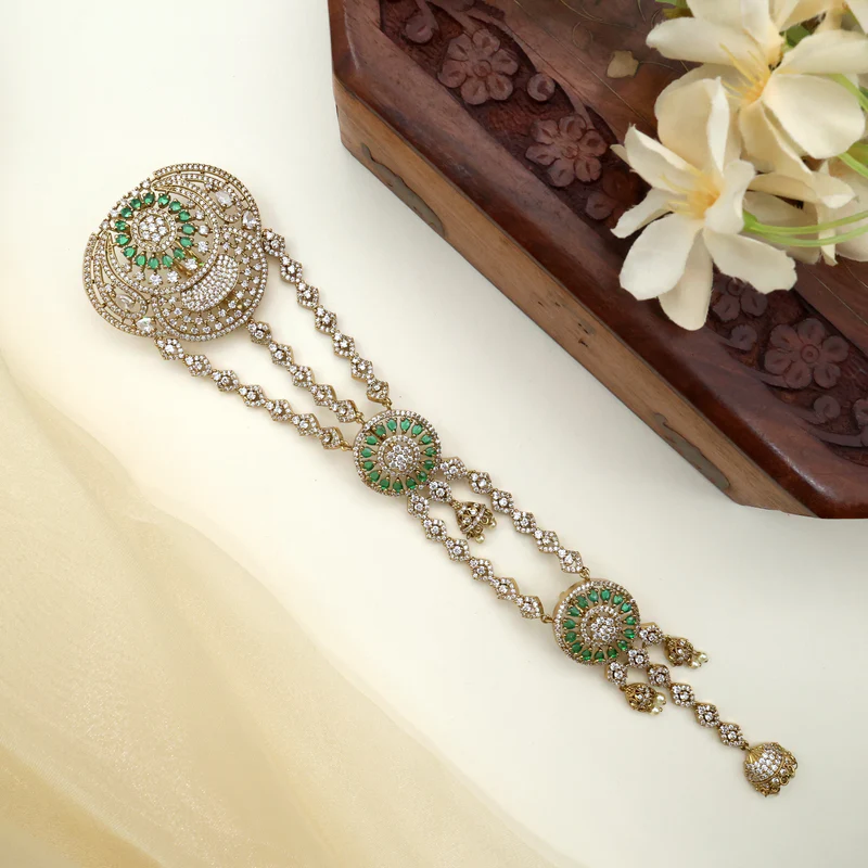 Diamond Look AD Victorian Chaandini 3 Step Bridal Choti